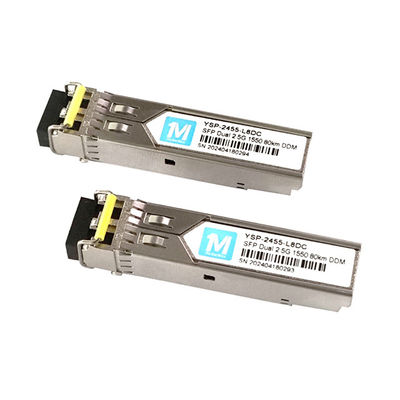 Скорость передачи данных 2.5G Duplex 80km 1550nm LC Connector DDM Включимый SFP-передатчик для волоконно-оптических передатчиков на большие расстояния