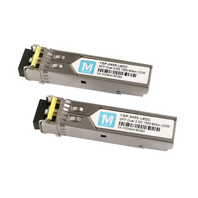 Дистанция 60 км 2.5G Duplex 1550nm LC Connector DDM SMF Модуль волоконно-оптического ввода SFP-передатчик для сети пропускной способности